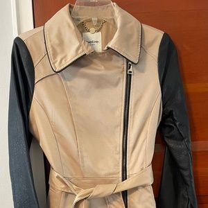 Bebe leather detailed trench coat